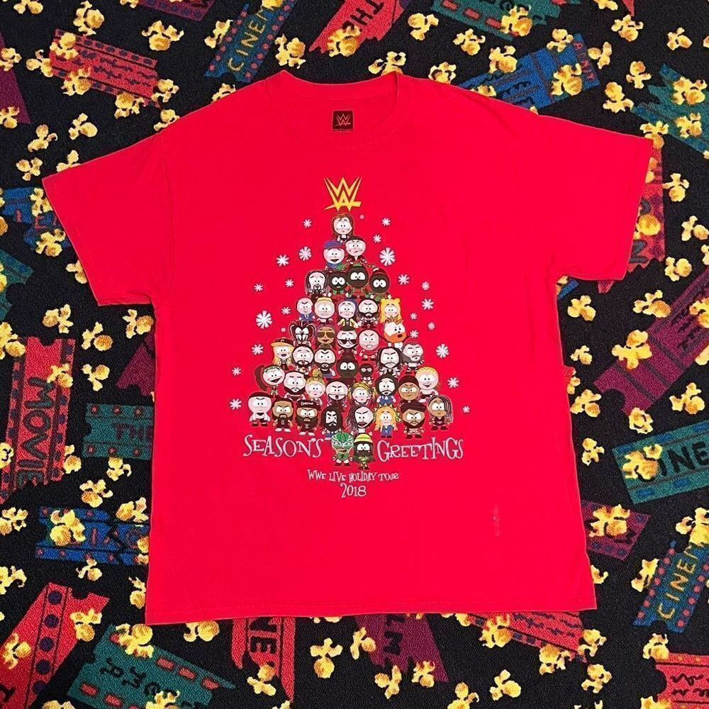 ā18 Official WWE Live Holiday Tour x South Park Red Graphic TeeāShirt / Size L